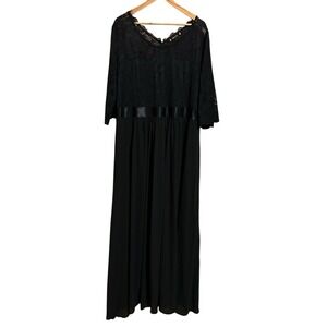 Miusol Women's Formal Floral Lace V Neck Maxi Dress Black Plus Size 5XL Fits 2XL